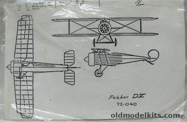 Unknown 1/72 Fokker DV (D-V) - Bagged, 72-040 plastic model kit